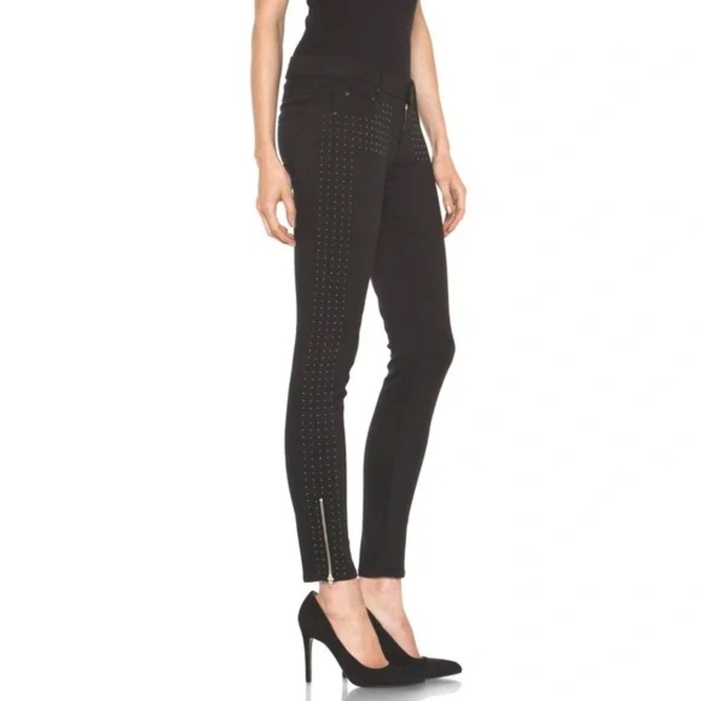 MOTHER Ankle Zip Looker Big Black Stud Jeans